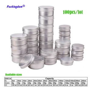 Aluminiowe metalowe puszki kosmetyczne — zestaw 100 sztuk Srebrny
