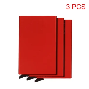 Aluminiowy portfel RFID na karty z mechanizmem pop-up Czerwony