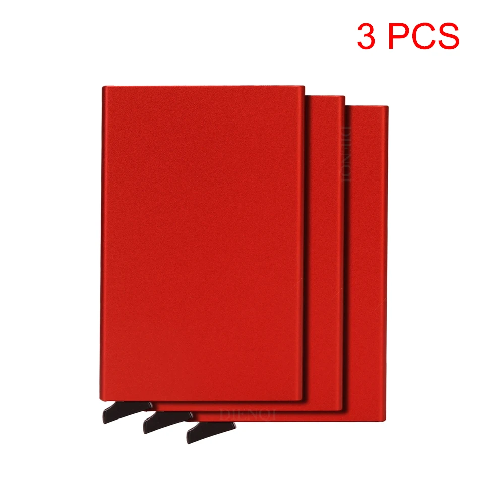 Aluminiowy portfel RFID na karty z mechanizmem pop-up Czerwony
