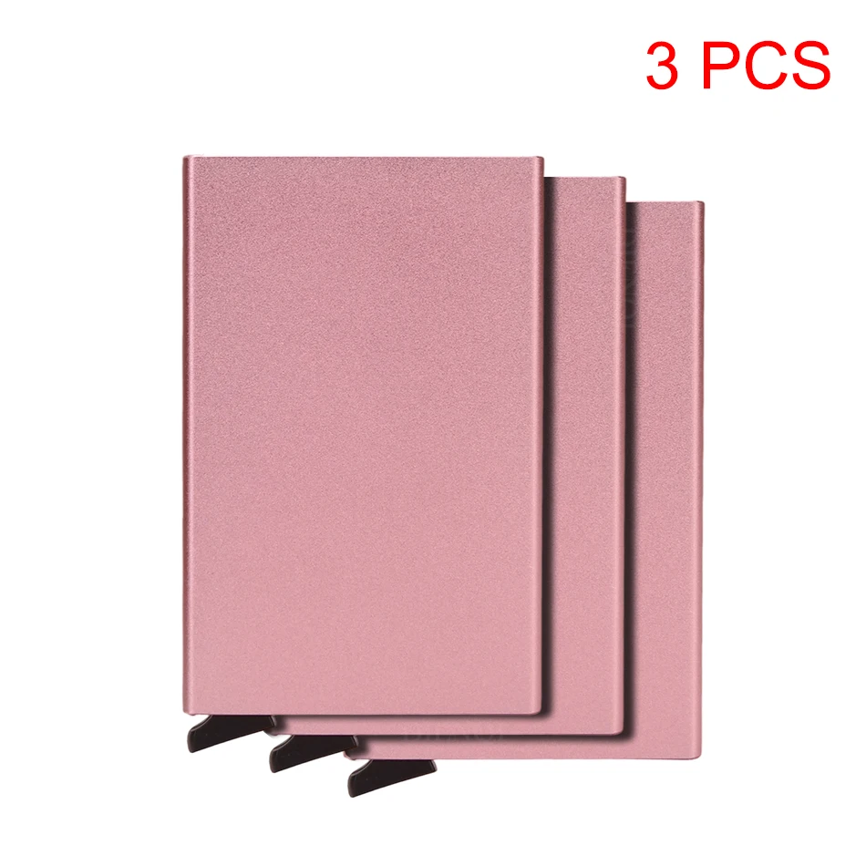 Aluminiowy portfel RFID na karty z mechanizmem pop-up Amarantowy
