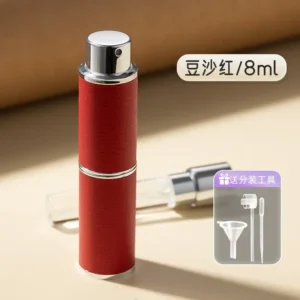 Atomizer do perfum 8 ml ze skórzaną obudową — obrotowy Czerwony