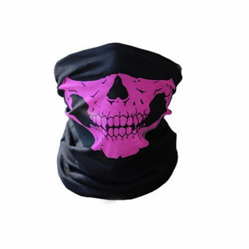 Wielofunkcyjna bandana komin na szyję z wzorem czaszki Różowy
