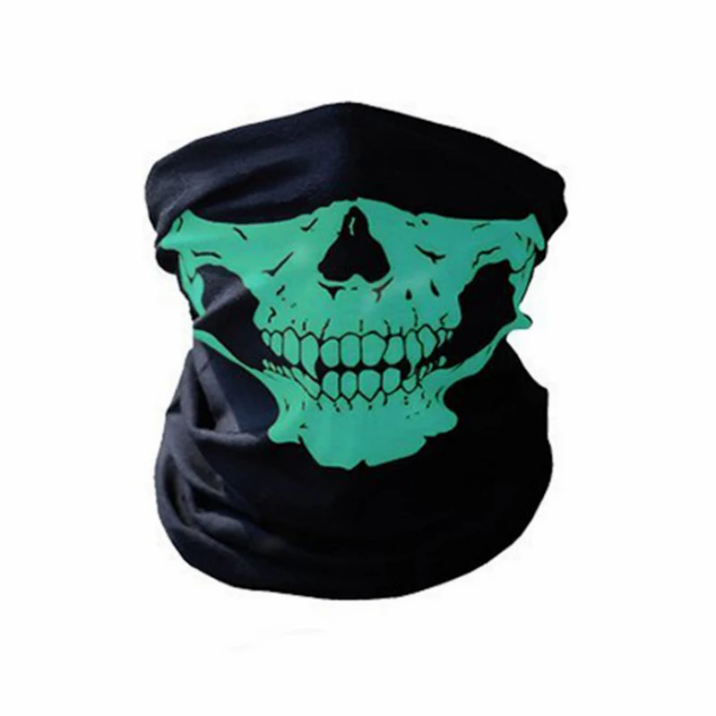 Wielofunkcyjna bandana komin na szyję z wzorem czaszki Zielony