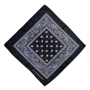 Bandana kowbojska paisley 55x55 cm – chusta na szyję i głowę Czarny
