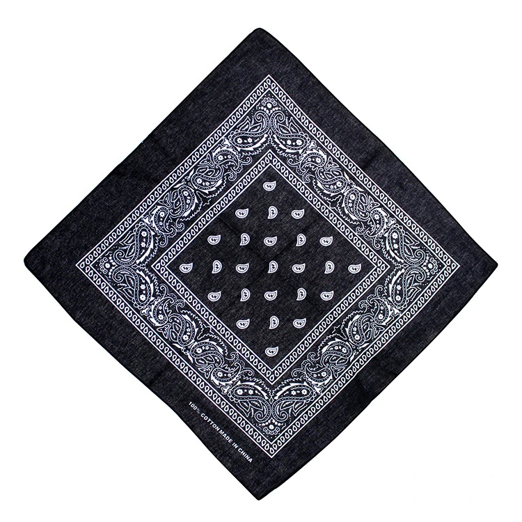 Bandana kowbojska paisley 55x55 cm – chusta na szyję i głowę Czarny
