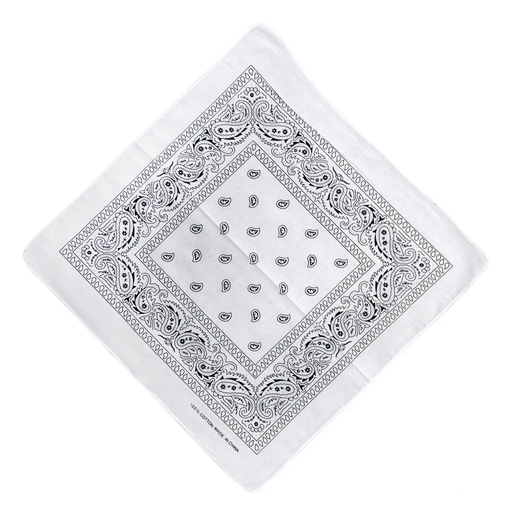 Bandana kowbojska paisley 55x55 cm – chusta na szyję i głowę Biały
