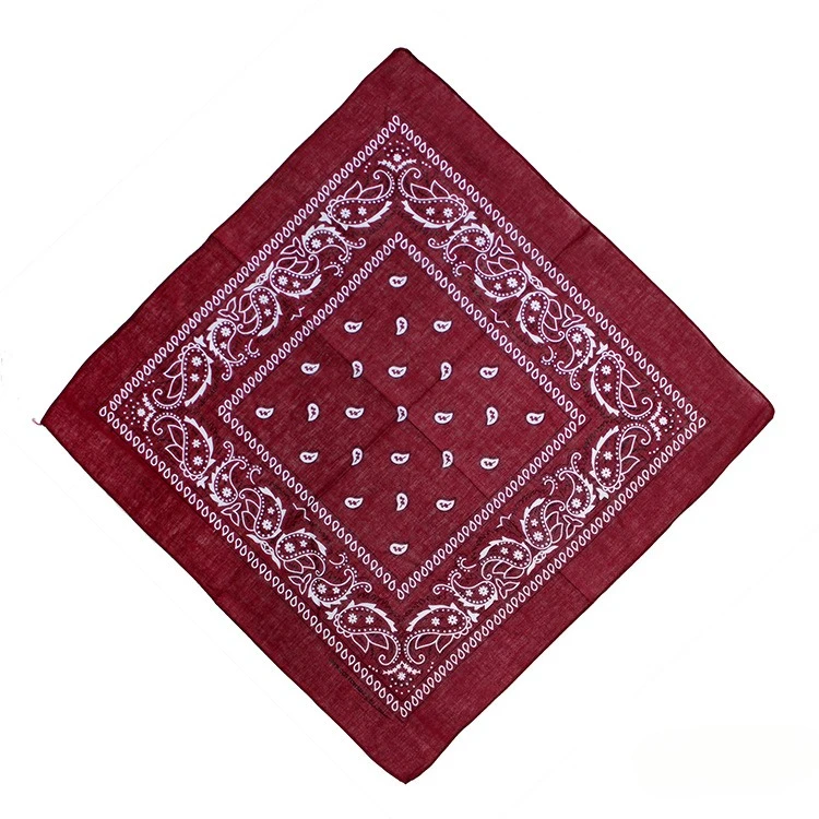Bandana kowbojska paisley 55x55 cm – chusta na szyję i głowę Bordowy