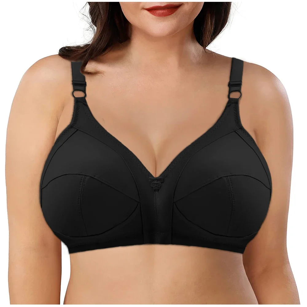 Bawełniany biustonosz plus size pełna miseczka C–F duże rozmiary Czarny