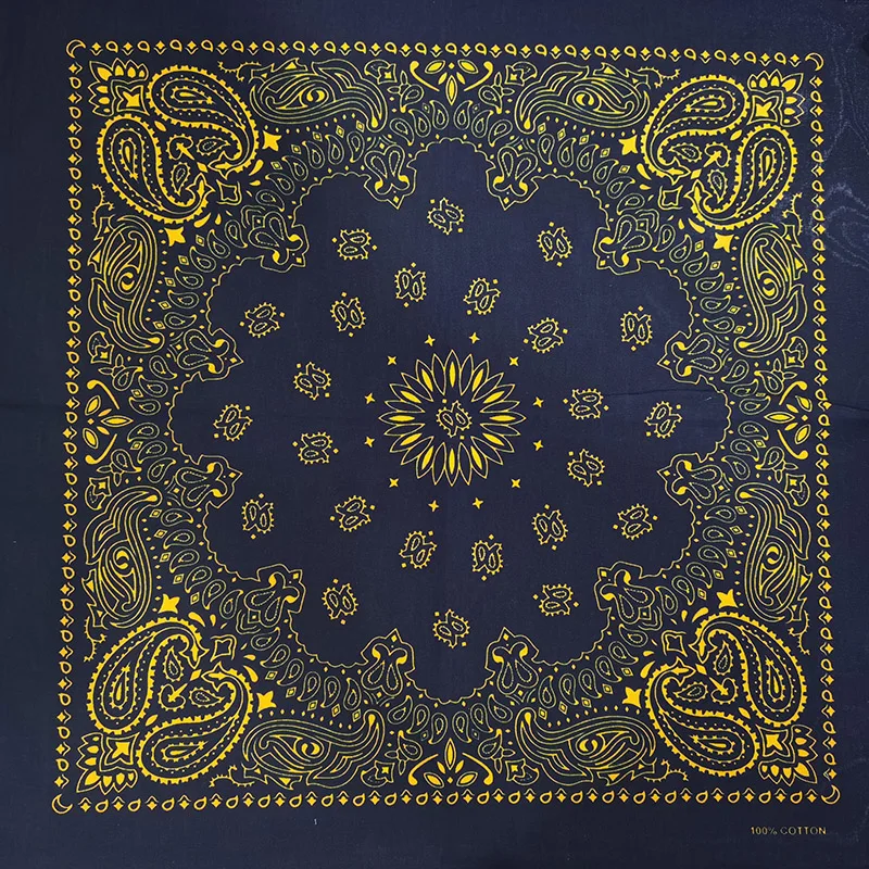 Bawełniana chusta paisley 55x55 cm bandana hip-hop Czarno żółty