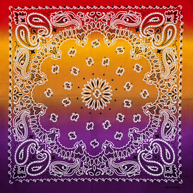 Bawełniana chusta paisley 55x55 cm bandana hip-hop Gradient fioletowy