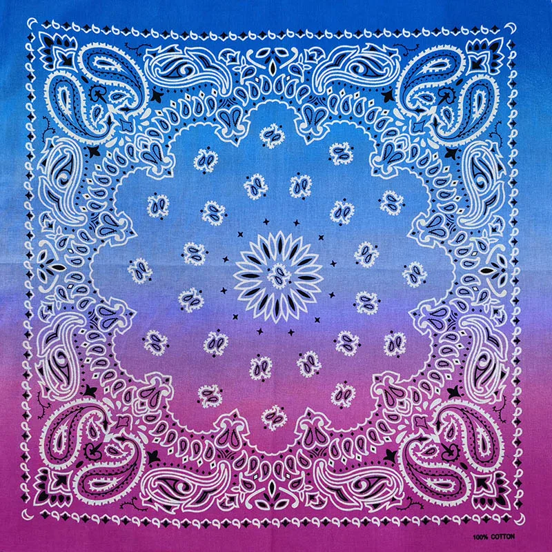 Bawełniana chusta paisley 55x55 cm bandana hip-hop Gradient niebieski