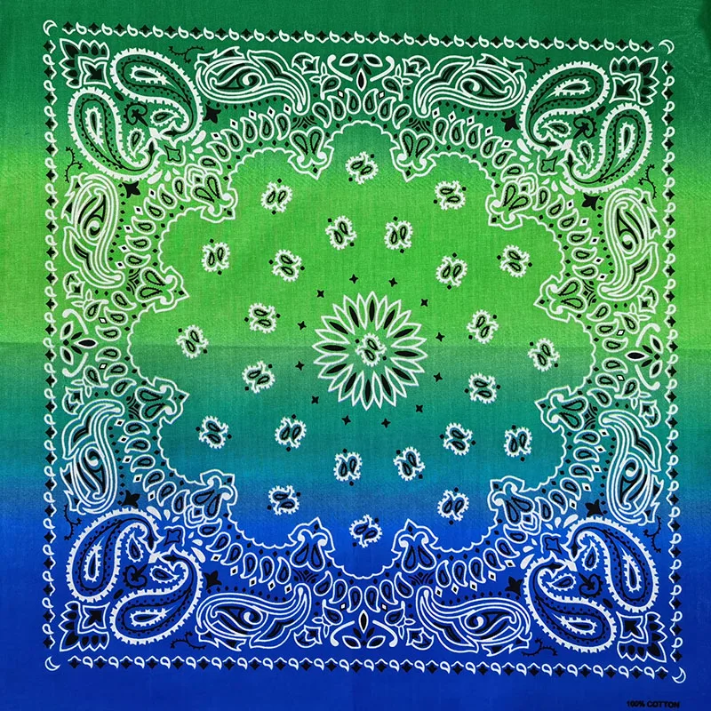 Bawełniana chusta paisley 55x55 cm bandana hip-hop Gradient zielony