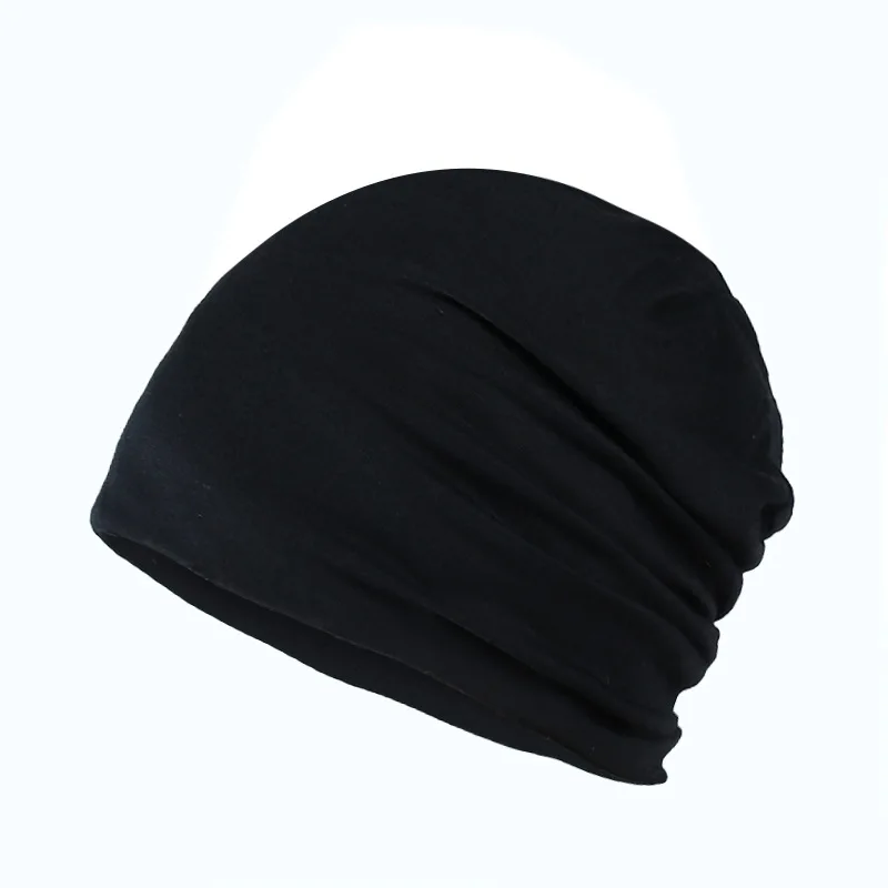 Cienka bawełniana czapka beanie unisex slouchy Czarny