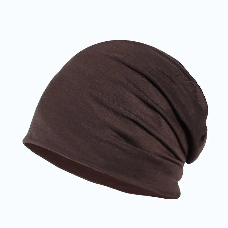 Cienka bawełniana czapka beanie unisex slouchy Kawowy