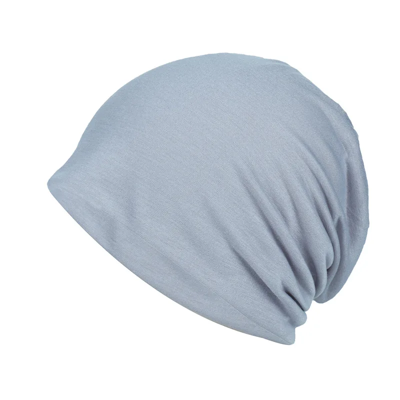 Cienka bawełniana czapka beanie unisex slouchy Jasnoszary