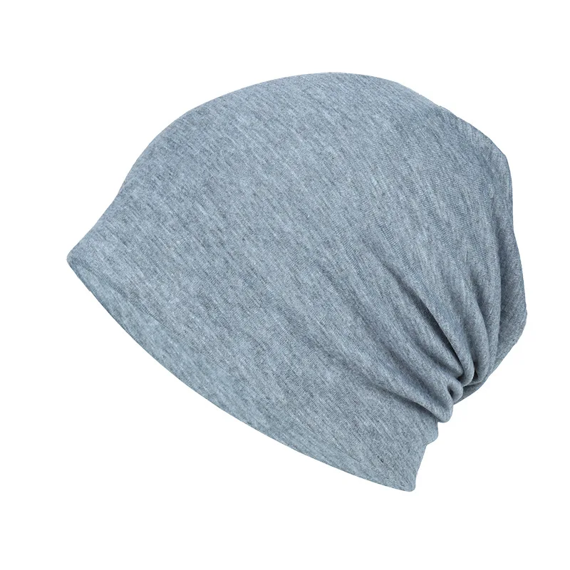 Cienka bawełniana czapka beanie unisex slouchy Szary