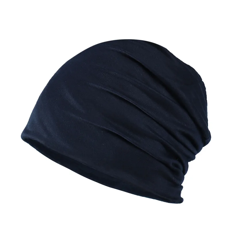 Cienka bawełniana czapka beanie unisex slouchy Granatowy