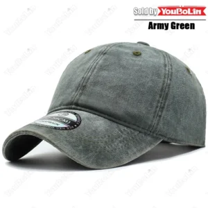 Bawełniana czapka z daszkiem gładka regulowana unisex Armygreen