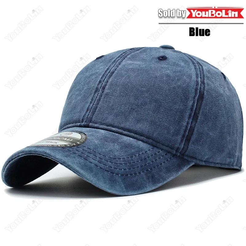 Bawełniana czapka z daszkiem gładka regulowana unisex Niebieski