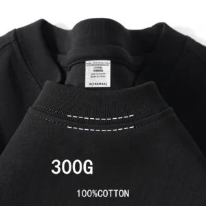 Bawełniana koszulka 300g oversize z okrągłym dekoltem Czarny