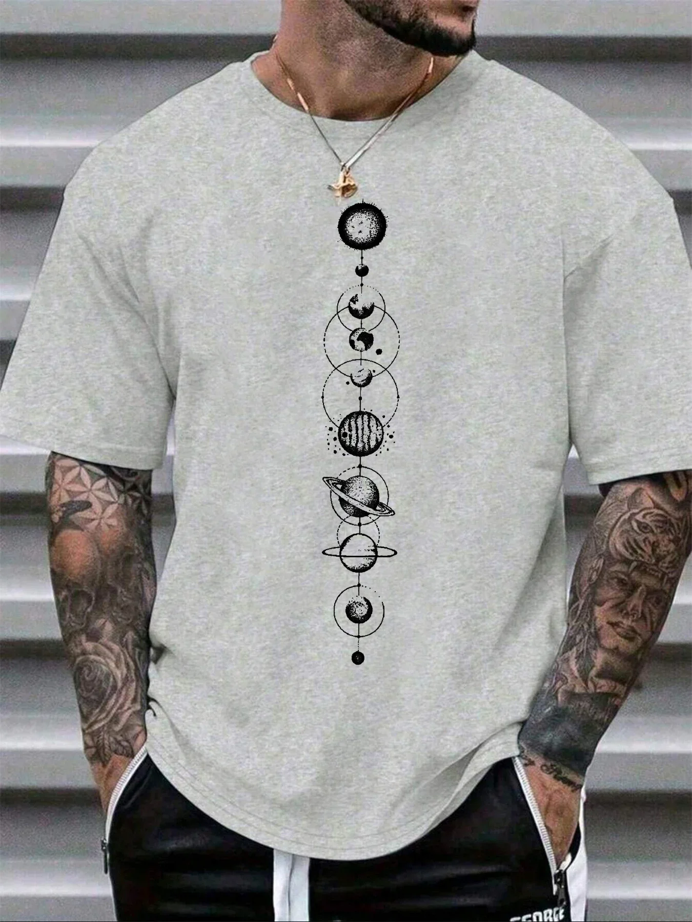 Bawełniana koszulka unisex z nadrukiem kosmosu i planet 3
