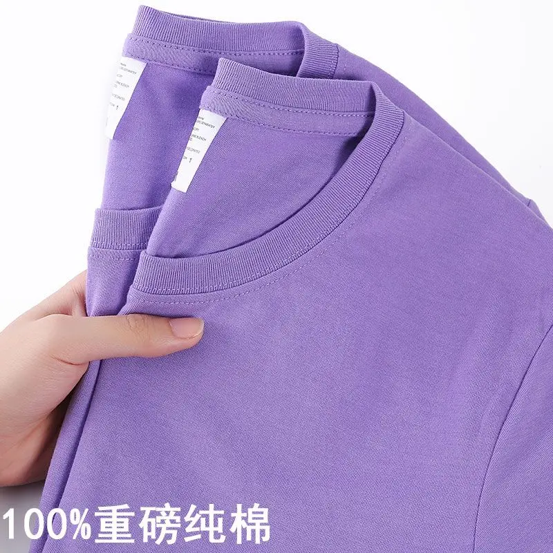 Bawełniana koszulka unisex z krótkim rękawem Fioletowy