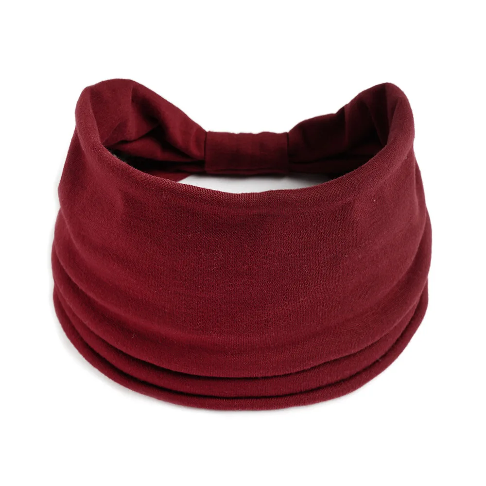 Bawełniana opaska na głowę turban do jogi pochłaniająca pot Bordowy