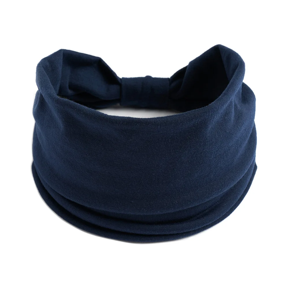 Bawełniana opaska na głowę turban do jogi pochłaniająca pot Granatowy