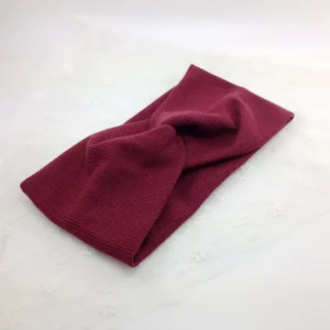 Bawełniana opaska turban na głowę z węzłem, damska Bordowy