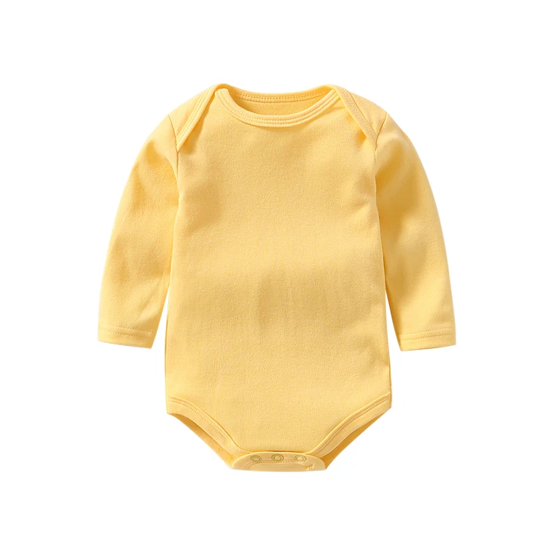 Bawełniane body niemowlęce z długim rękawem 0-24 m żółty