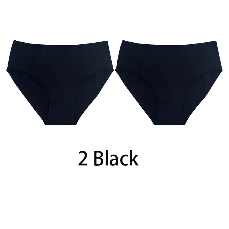 Bawełniane majtki damskie plus size, zestaw 2 szt. Czarny