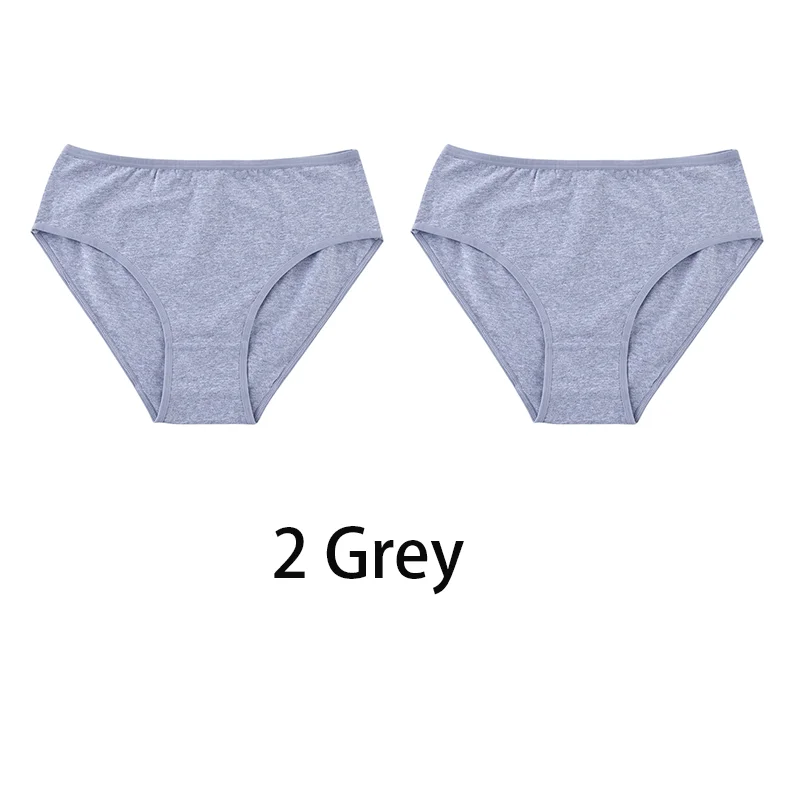 Bawełniane majtki damskie plus size, zestaw 2 szt. Szary