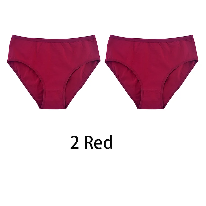 Bawełniane majtki damskie plus size, zestaw 2 szt. Czerwony