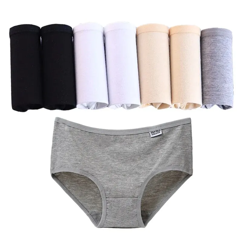 Bawełniane majtki damskie plus size zestaw 7 sztuk M-4XL Czarny