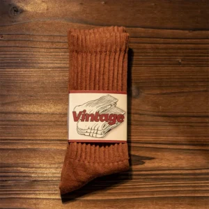 Bawełniane podkolanówki sportowe unisex w stylu vintage Brązowy