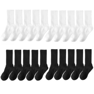 Bawełniane skarpety męskie wysokie - zestaw czarne i białe Pairs 10black10whi