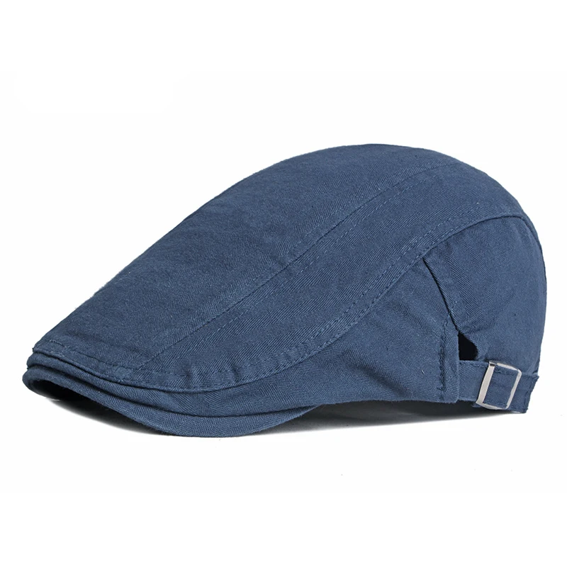 Bawełniany beret z daszkiem – czapka malarka unisex, regulowana Navy1