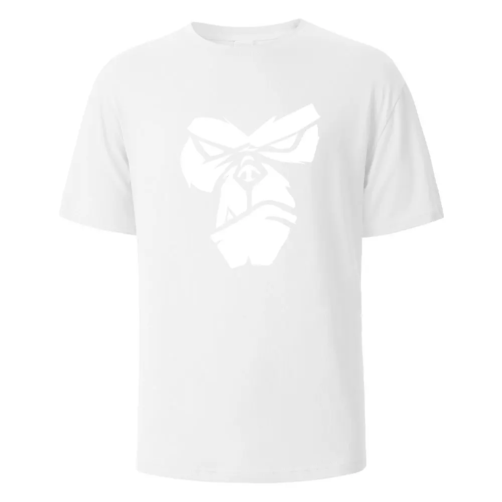 Bawełniany t-shirt oversize z nadrukiem goryla Biały