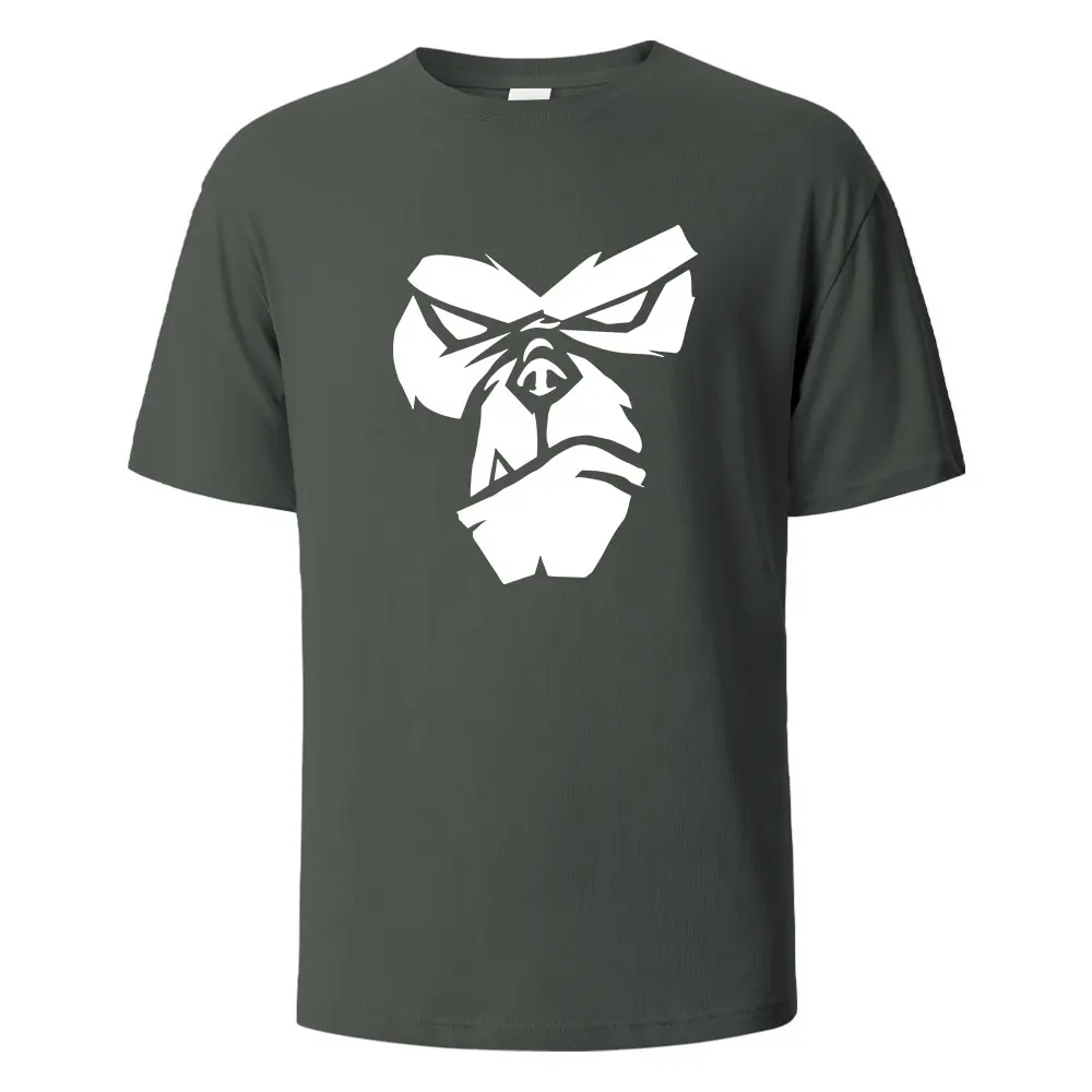 Bawełniany t-shirt oversize z nadrukiem goryla Ciemnoszary