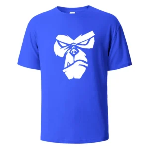 Bawełniany t-shirt oversize z nadrukiem goryla Niebieski