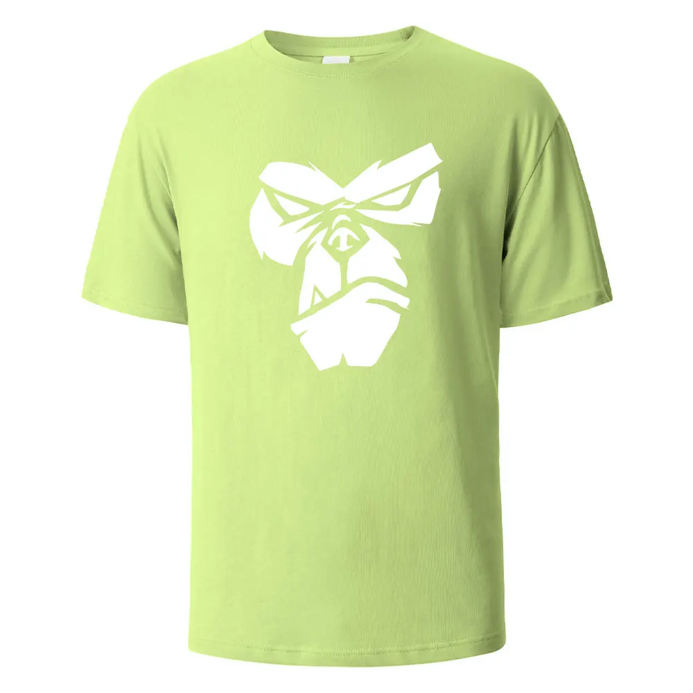 Bawełniany t-shirt oversize z nadrukiem goryla Zielony
