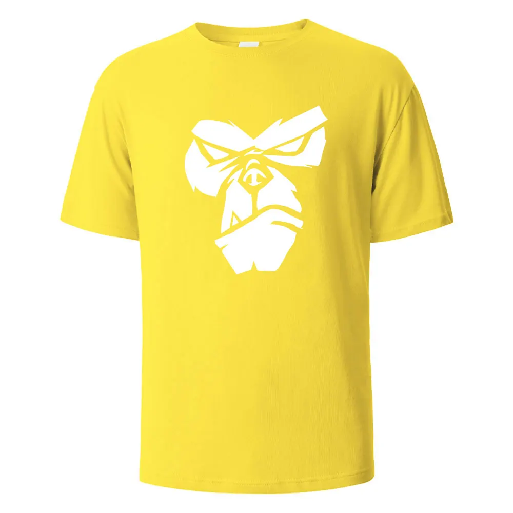 Bawełniany t-shirt oversize z nadrukiem goryla żółty