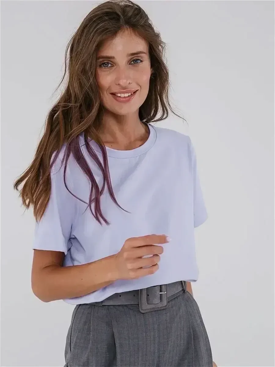 Bawełniany t-shirt damski Bornladies, gruba dzianina 230g Jasny fiolet