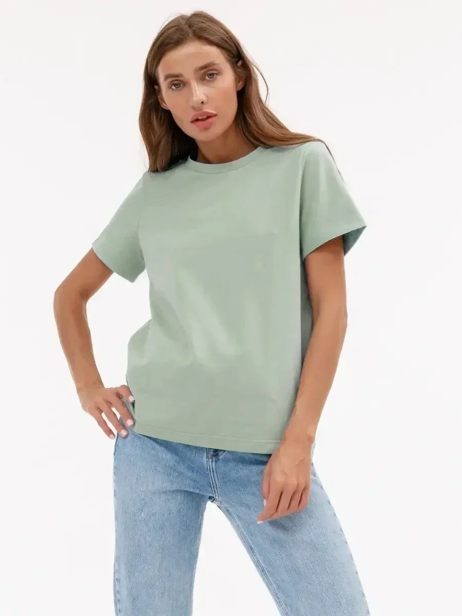 Bawełniany t-shirt damski Bornladies, gruba dzianina 230g Szary