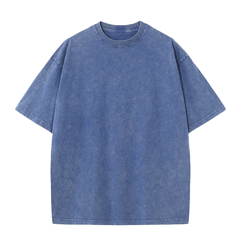 Bawełniany T-shirt męski z nadrukiem streetwear Niebieski