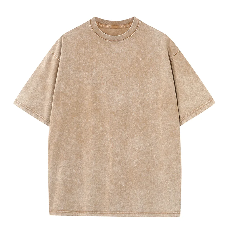 Bawełniany T-shirt męski z nadrukiem streetwear Brązowy