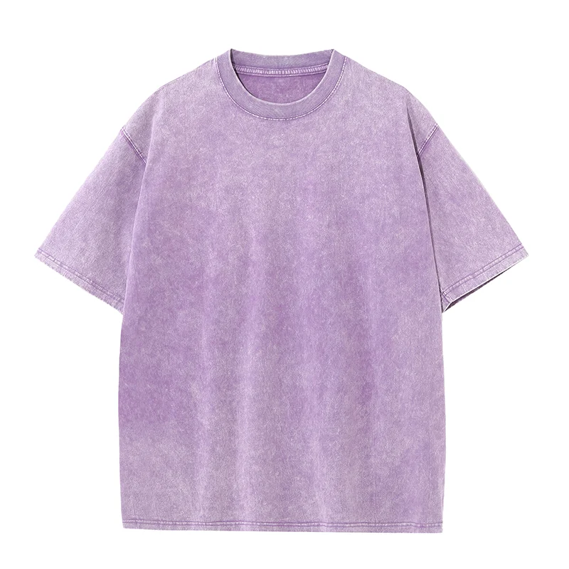 Bawełniany T-shirt męski z nadrukiem streetwear Fioletowy