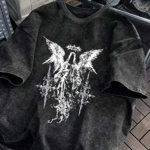 Bawełniany T-shirt unisex w stylu gotyckim Y2K 1
