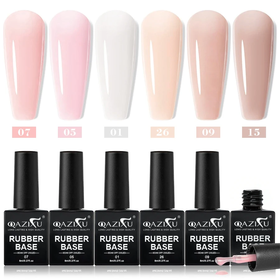 Baza hybrydowa QAZIXU 8 ml – zestaw 6 kolorów żelu do paznokci 6 colors
