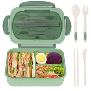 Bento box dla dorosłych z 4 przegródkami, 1250 ml Zielony